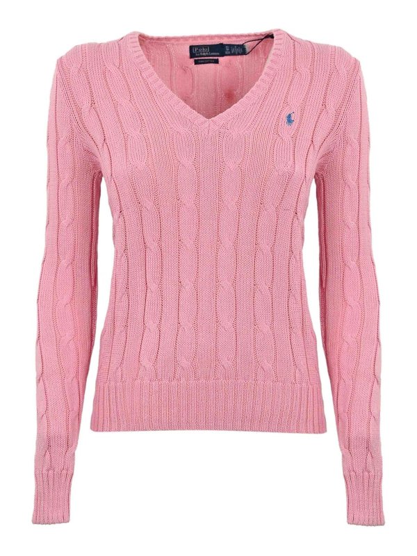 POLO RALPH LAUREN: Strickpullover mit V-Ausschnitt - V-Pullover - Nude