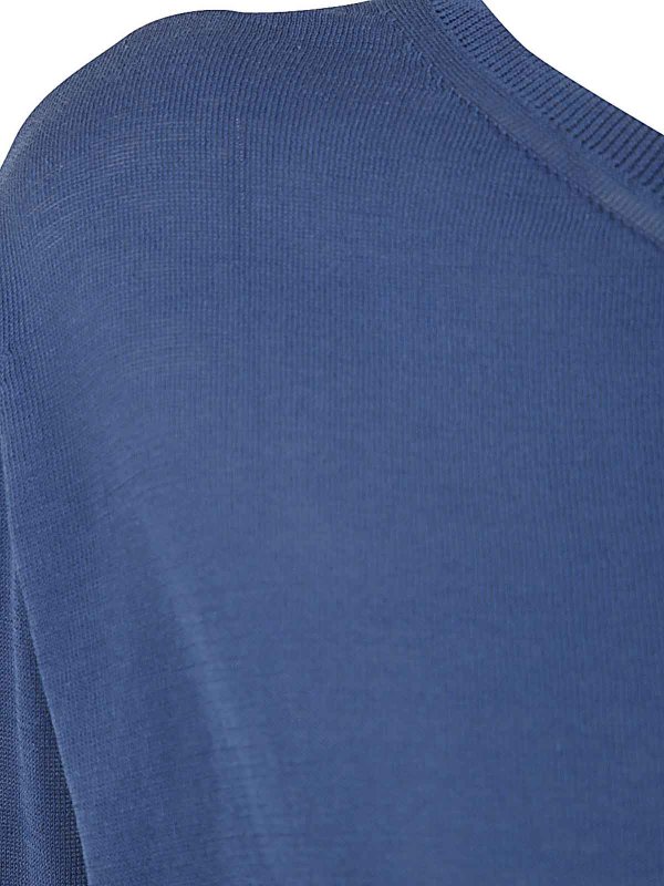 The Best Shops APUNTOB: Strickpullover mit V-Ausschnitt - V-Pullover - Blau