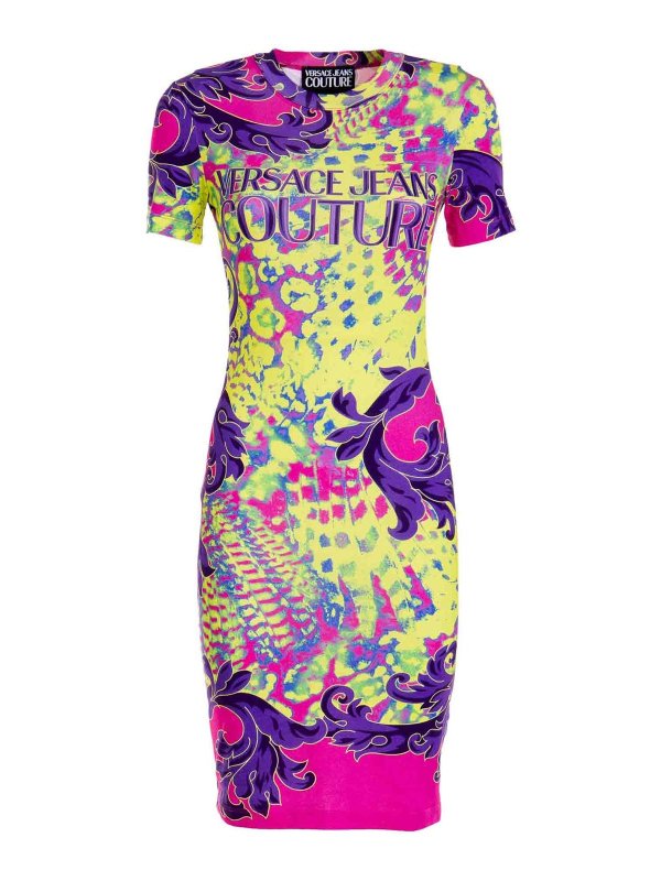 Versace Jeans Couture: Knielange Kleider - Knielanges Kleid - Bunt