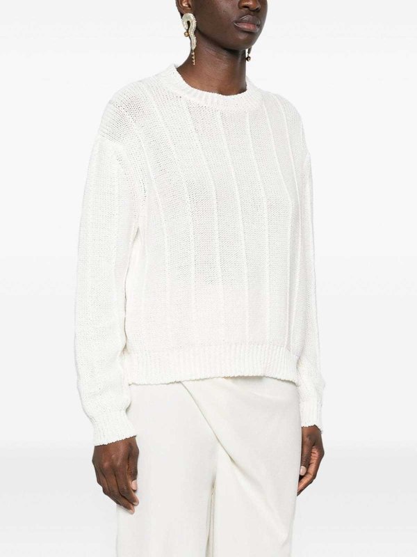 FABIANA FILIPPI: Strickpullover mit Rundhalsausschnitt online - Rundhalspullover - Weiß