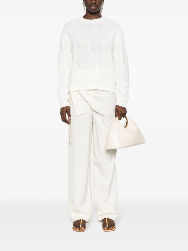 The Best Shops FABIANA FILIPPI: Strickpullover mit Rundhalsausschnitt - Rundhalspullover - Weiß