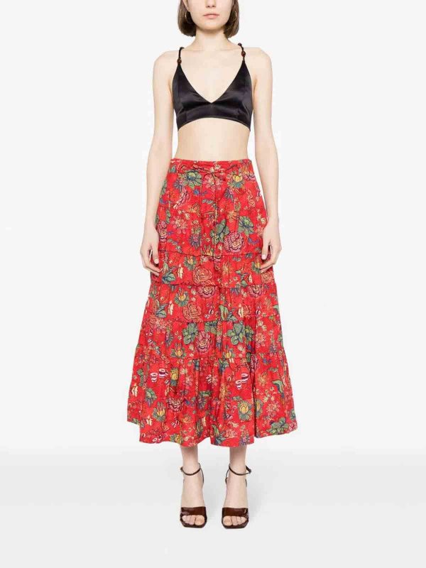The Best Shops ULLA JOHNSON: Lange Röcke - Langer Rock - Rot
