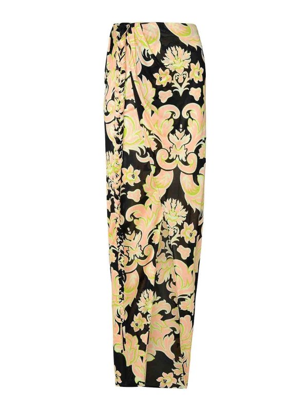 ETRO: Knee length skirts & Midi - Sarong Black Viscose Skirt