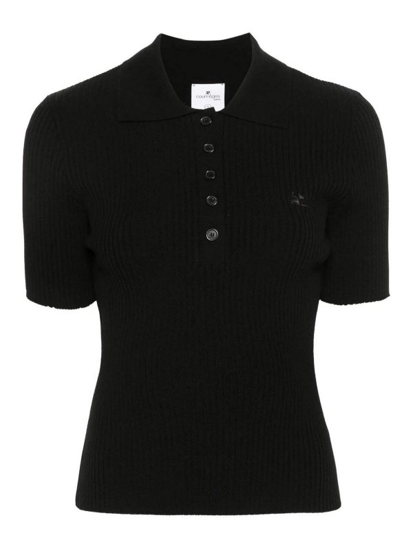 Courreges: polo shirts - Rib Knit Polo