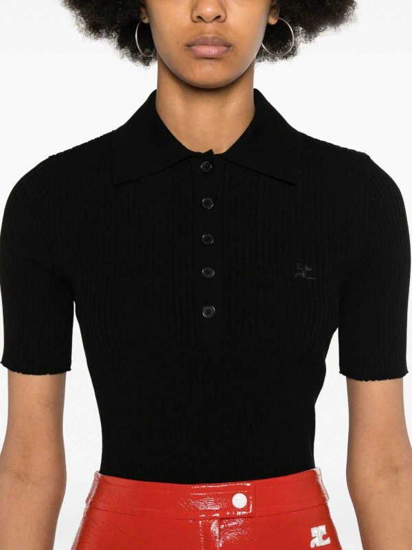 Courreges: polo shirts online - Rib Knit Polo