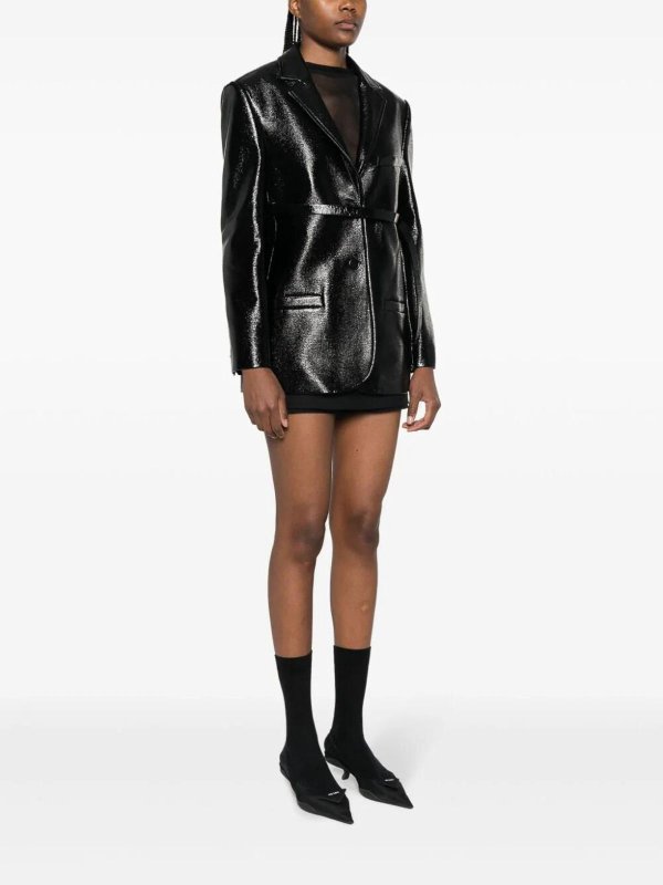 Courreges: leather jacket online - Vinyl effect tailored jacket