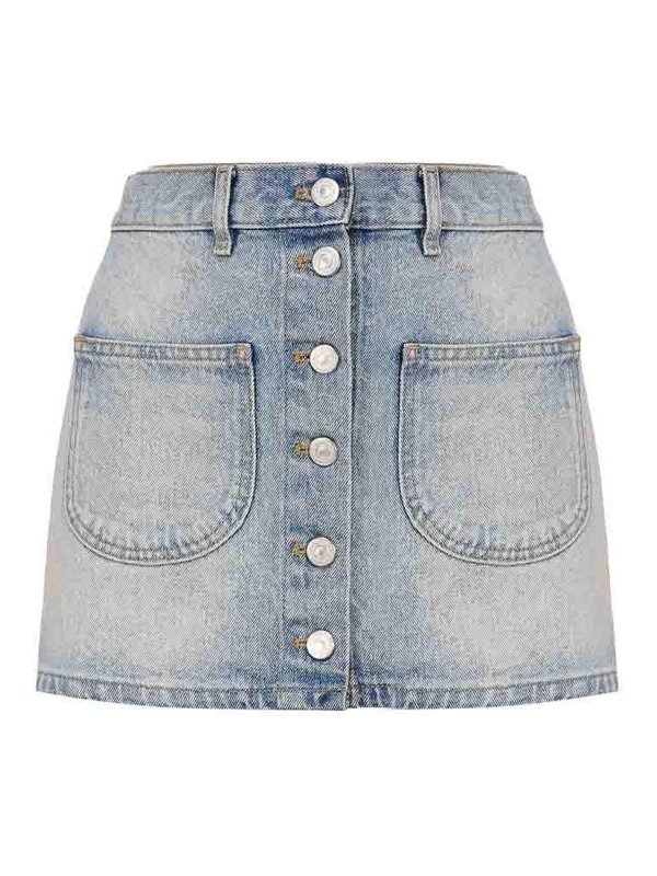 Courreges: minigonne - Minigonna In Denim Di Cotone