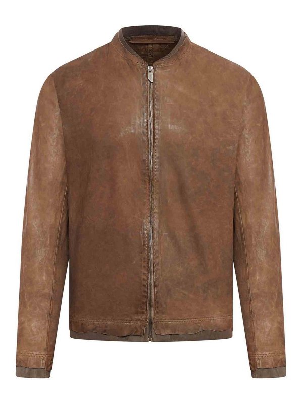 SALVATORE SANTORO: Lederjacken - Casualjacke - Beige