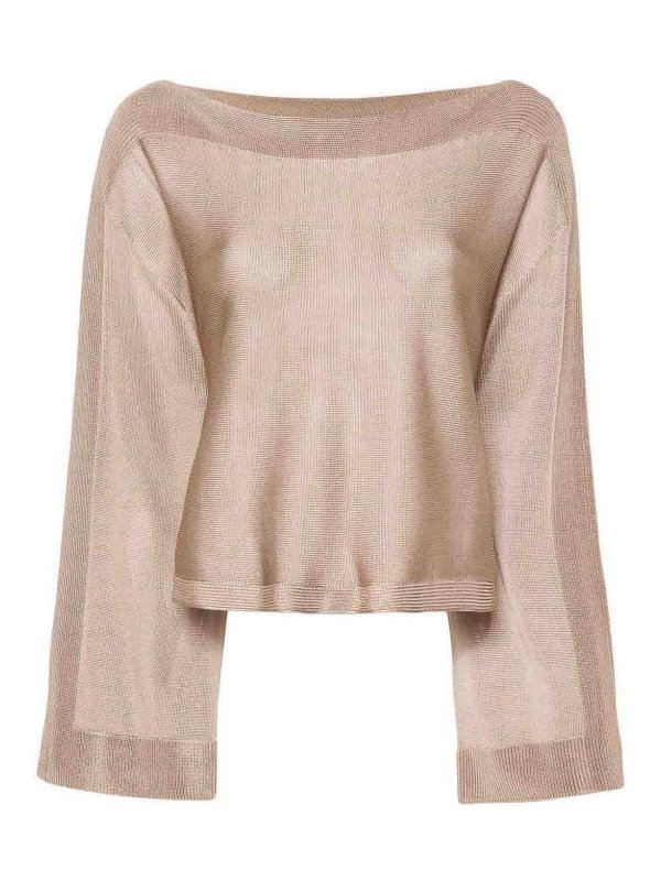 SA SU PHI: U-Boot-Ausschnitt - U-Boot-Pullover - Beige