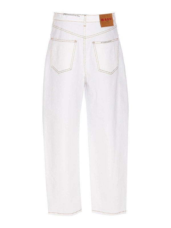 Marni: straight leg jeans online - Denim Pants With Flower Patch