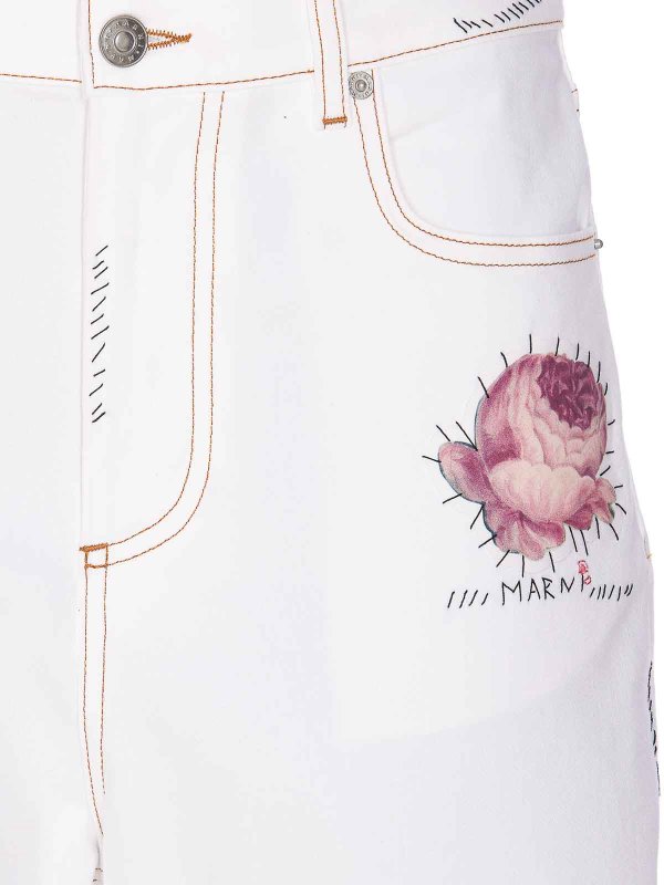 Denim Pants With Flower Patch shop online: Marni