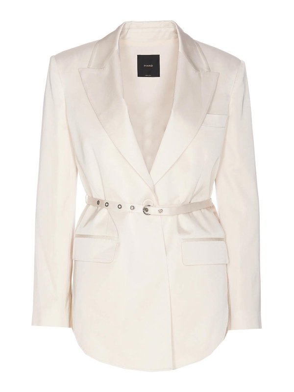 Pinko: blazers - Satin Blazer With Thin Belt