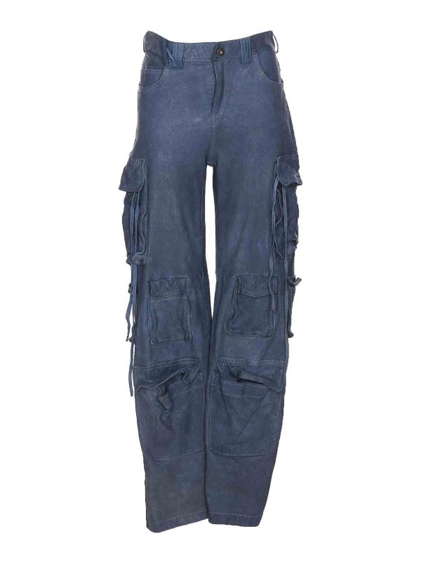 SALVATORE SANTORO: casual trousers - Leather Cargo Pants