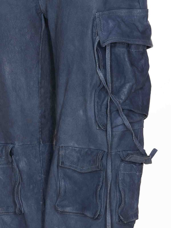 The Best Shops SALVATORE SANTORO: casual trousers - Leather Cargo Pants