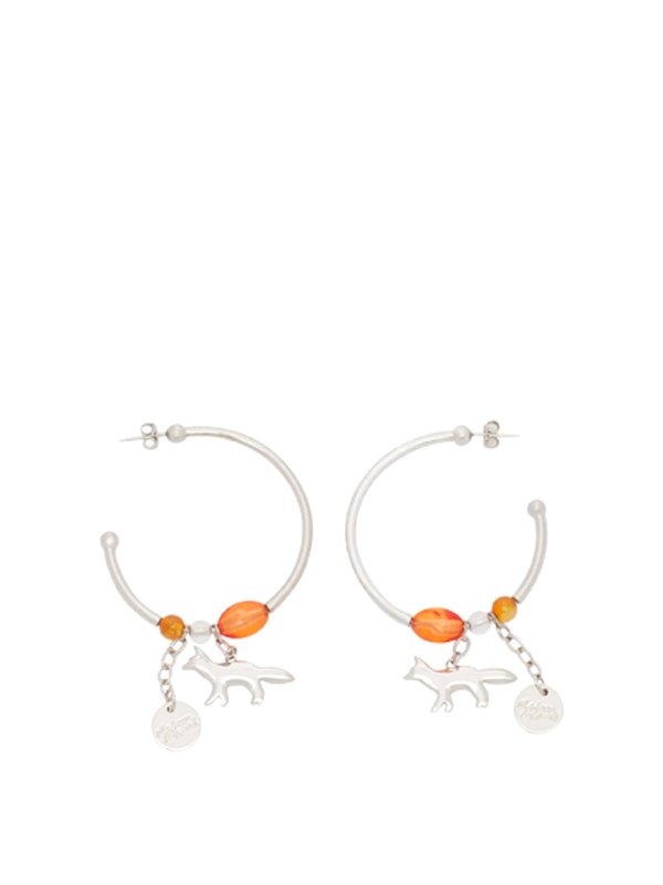 MAISON KITSUNÉ: Earrings - Profile Fox & Beads Earrings