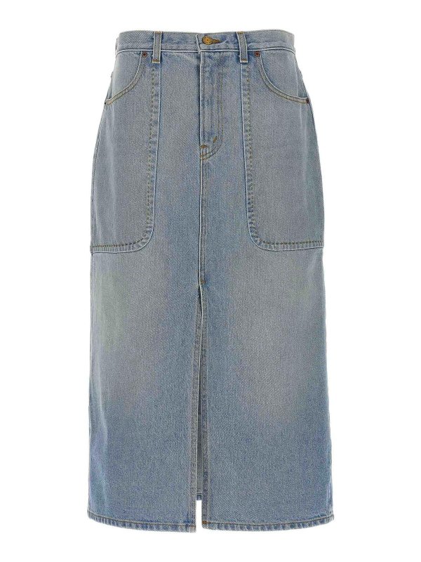 B SIDES JEANS: Jupes midi et au genou - Jupe Midi - Bleu Clair