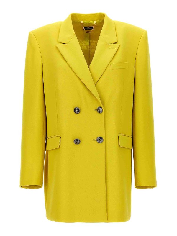 ELISABETTA FRANCHI: blazers - Logo Button Double-Breasted Blazer
