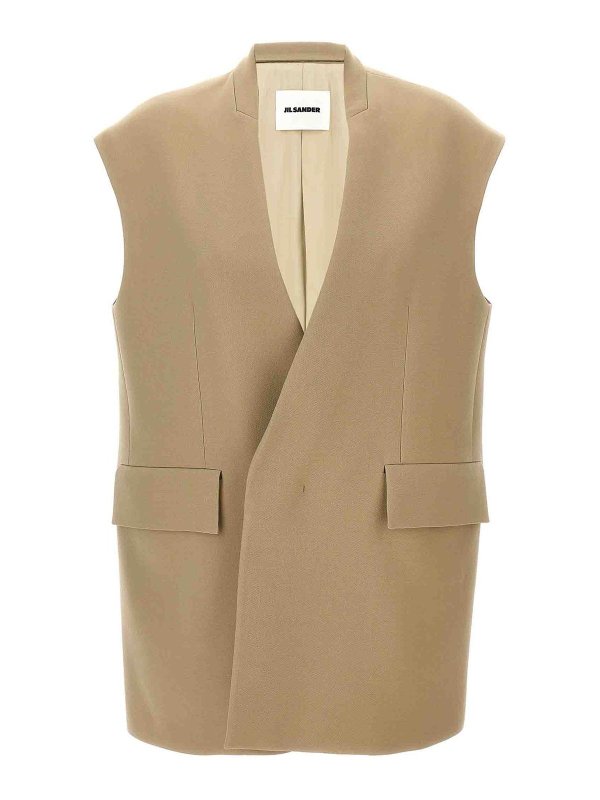 JIL SANDER: Gilets tricot - Gilet - Beige