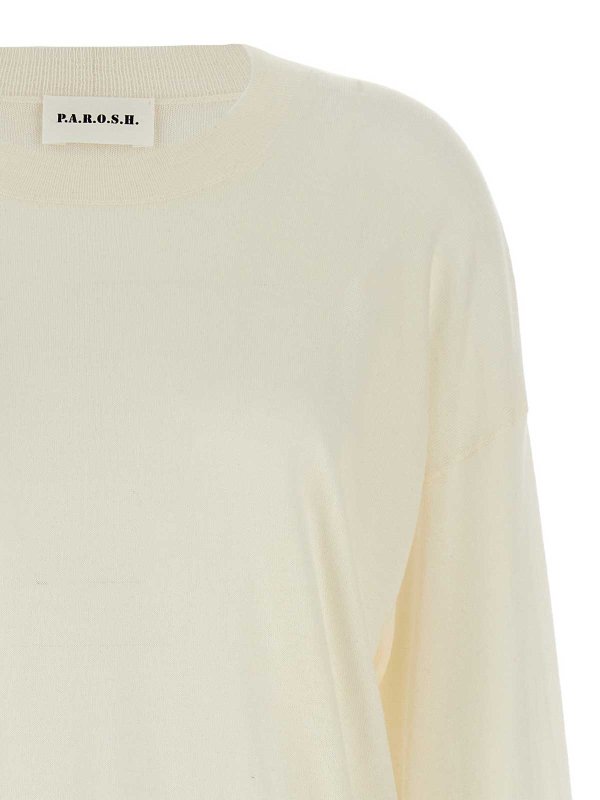 The Best Shops P.A.R.O.S.H.: Strickpullover mit Rundhalsausschnitt - Rundhalspullover - Weiß