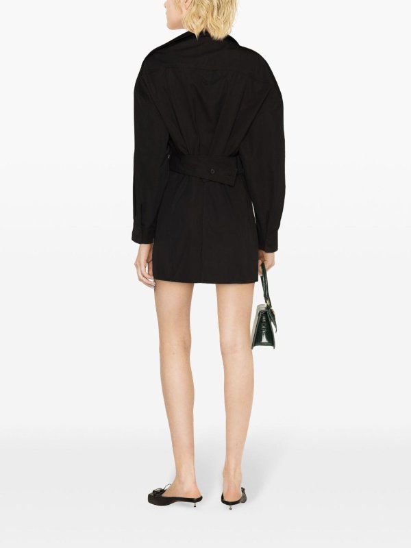JACQUEMUS: Vestidos cortos online - La Mini Robe Chemise - Negro