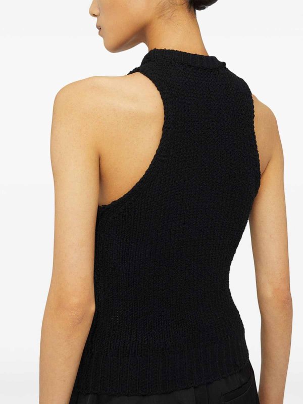 The Best Shops JIL SANDER: Tops & Tank tops - Cotton Top With Sequined Fringes