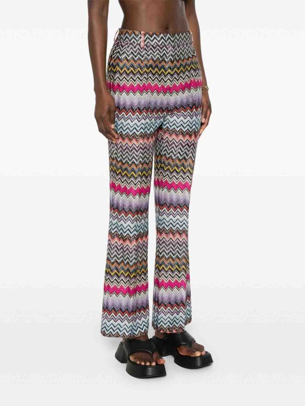 The Best Shops MISSONI: casual trousers - Zigzag Pattern Flared Trousers