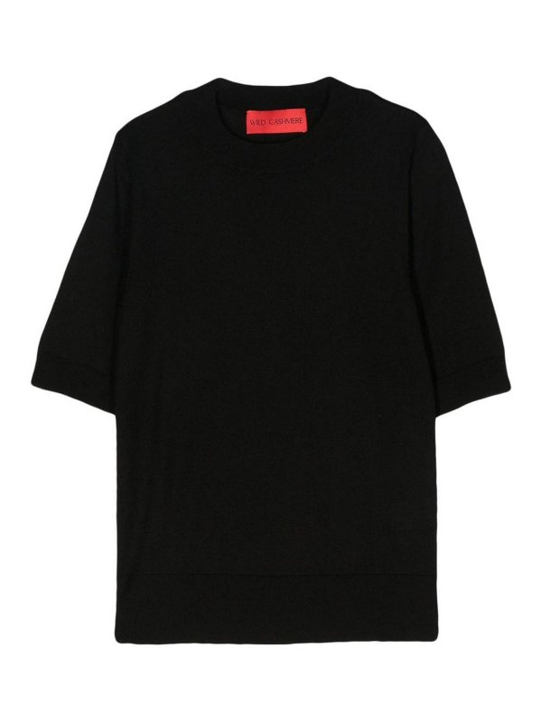 WILD CASHMERE: Strickpullover mit Rundhalsausschnitt - Rundhalspullover - Schwarz