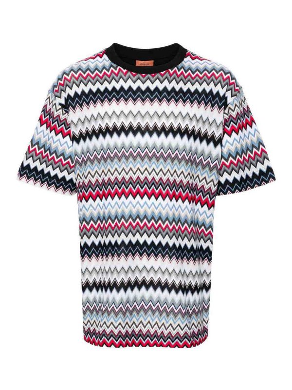 MISSONI: t-shirts - Zigzag Pattern Cotton T-Shirt
