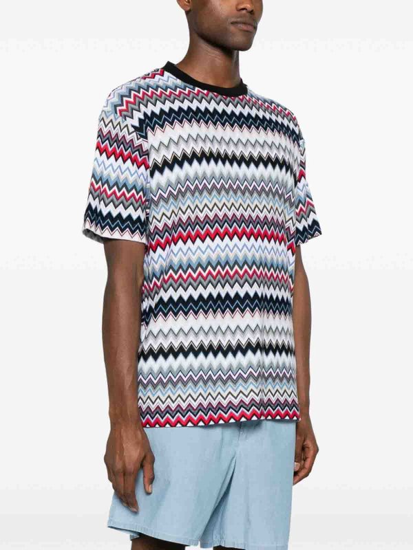 Zigzag Pattern Cotton T-Shirt shop online: MISSONI
