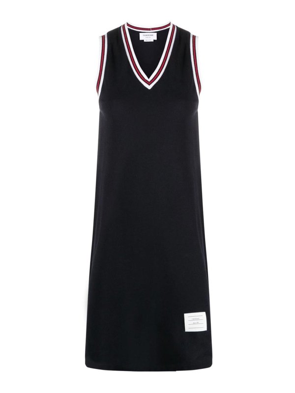 THOM BROWNE: knee length dresses - Rwb Cotton Tennis Dress