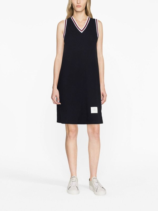 The Best Shops THOM BROWNE: knee length dresses - Rwb Cotton Tennis Dress