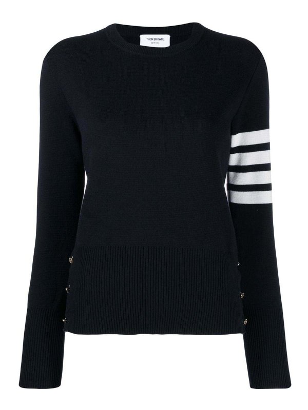 THOM BROWNE: crew necks - 4Bar Cotton Sweater