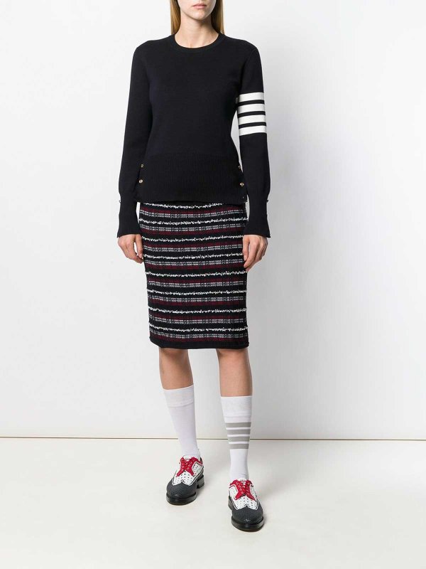 THOM BROWNE: crew necks online - 4Bar Cotton Sweater