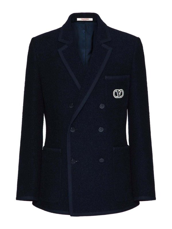 VALENTINO GARAVANI: blazers - Vlogo Wool Double-Breasted Jacket