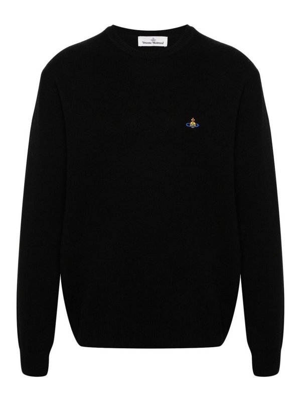 VIVIENNE WESTWOOD: Strickpullover mit Rundhalsausschnitt - Rundhalspullover - Schwarz