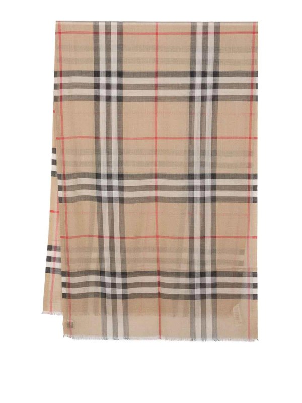 BURBERRY: scarves - Giant Check Wool And Silk Blend Scarf