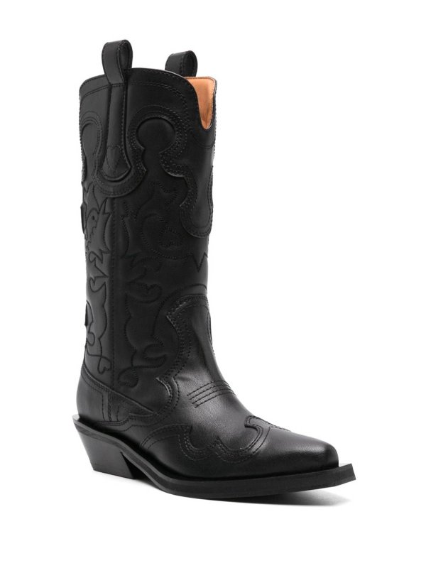 The Best Shops GANNI: boots - Mid Shaft Embroidered Western Boot