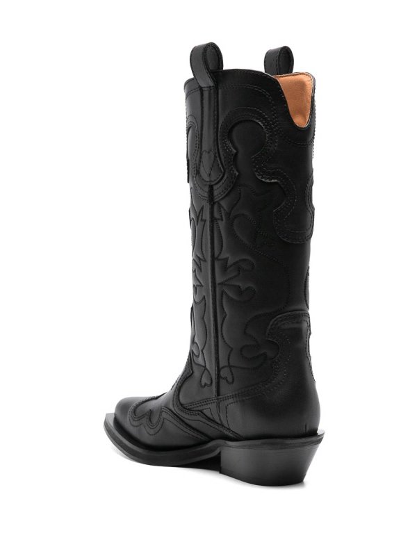 Mid Shaft Embroidered Western Boot shop online: GANNI