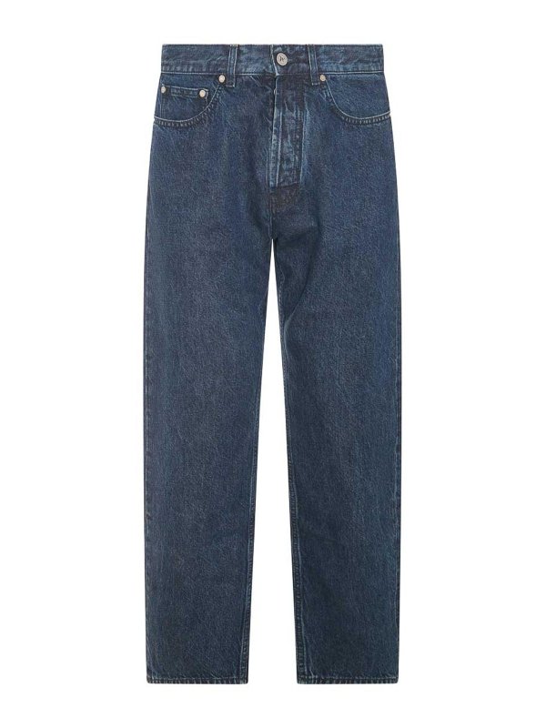 Palm Angels: straight leg jeans - Blue Cotton Denim Jeans