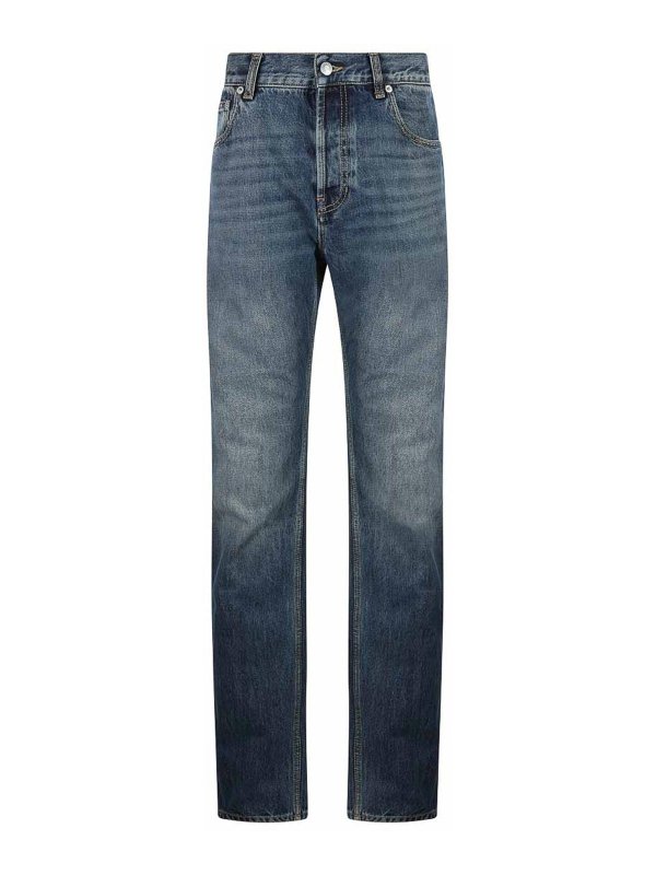 ALEXANDER MCQUEEN: straight leg jeans - Blue Cotton Denim Jeans