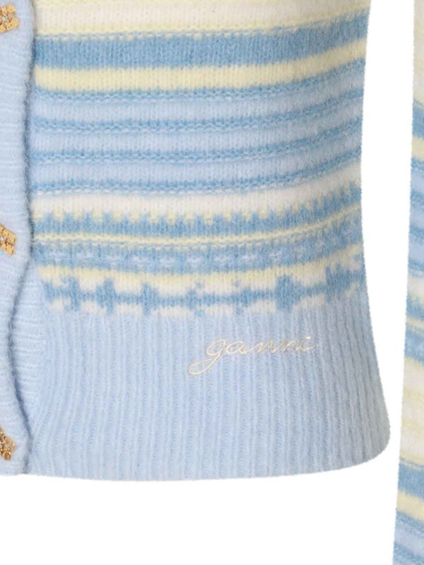 The Best Shops GANNI: crew necks - Light Blue Wool Knitwear