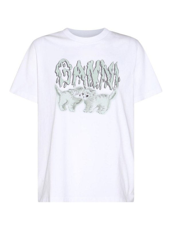 GANNI: Camisetas - Camiseta - Blanco