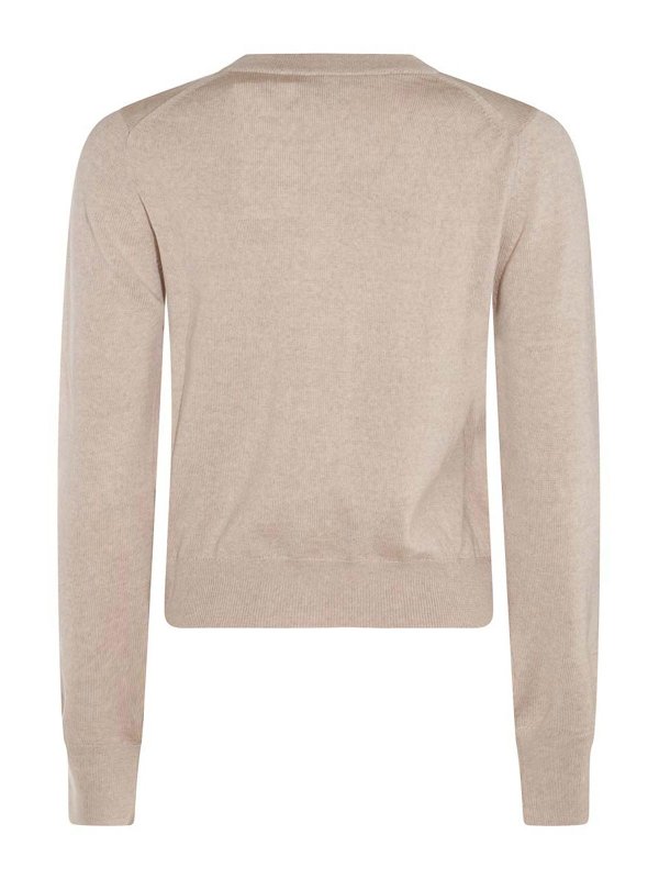 MAISON KITSUNÉ: Strickpullover mit Rundhalsausschnitt online - Rundhalspullover - Beige