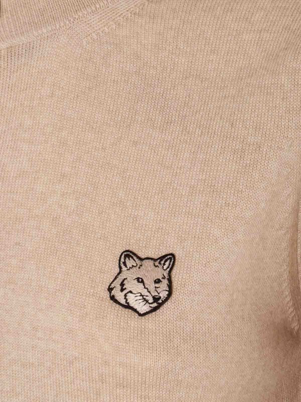 The Best Shops MAISON KITSUNÉ: Strickpullover mit Rundhalsausschnitt - Rundhalspullover - Beige