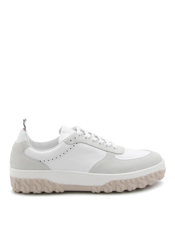 THOM BROWNE: trainers - White Leather Sneakers
