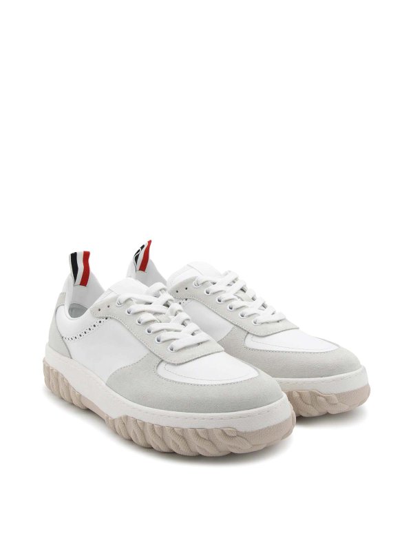 THOM BROWNE: trainers online - White Leather Sneakers