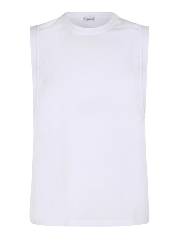 BRUNELLO CUCINELLI: Tops & Tank tops - White Cotton Top