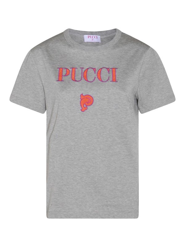 EMILIO PUCCI: t-shirts - Grey Cotton T-Shirt