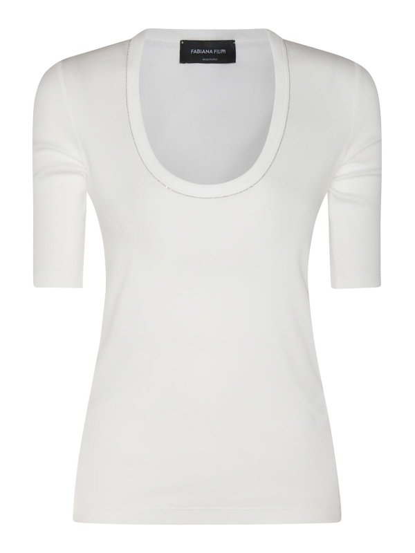 FABIANA FILIPPI: t-shirt - T-shirt  in cotone bianco