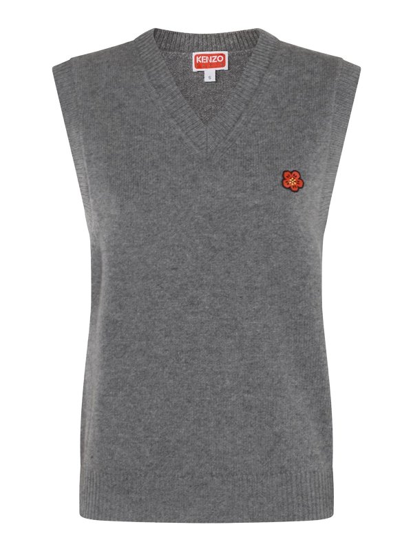 KENZO: crew necks - Grey Wool Jumper